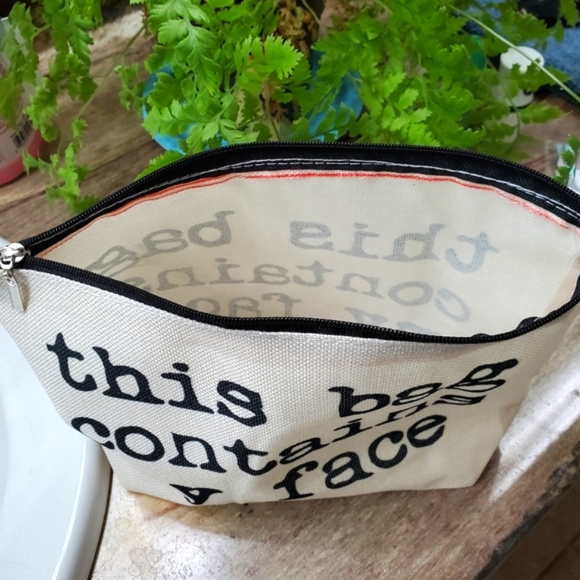 NWT Cotton Makeup Bag - This Bag Contains My Face! - Picture 4 of 4